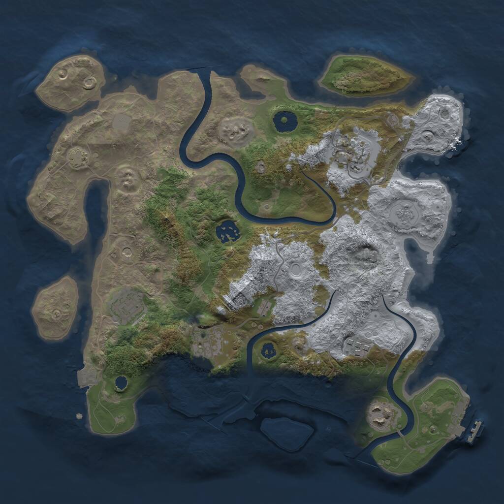 Rust Map: Procedural Map, Size: 3300, Seed: 1332615533, 11 Monuments