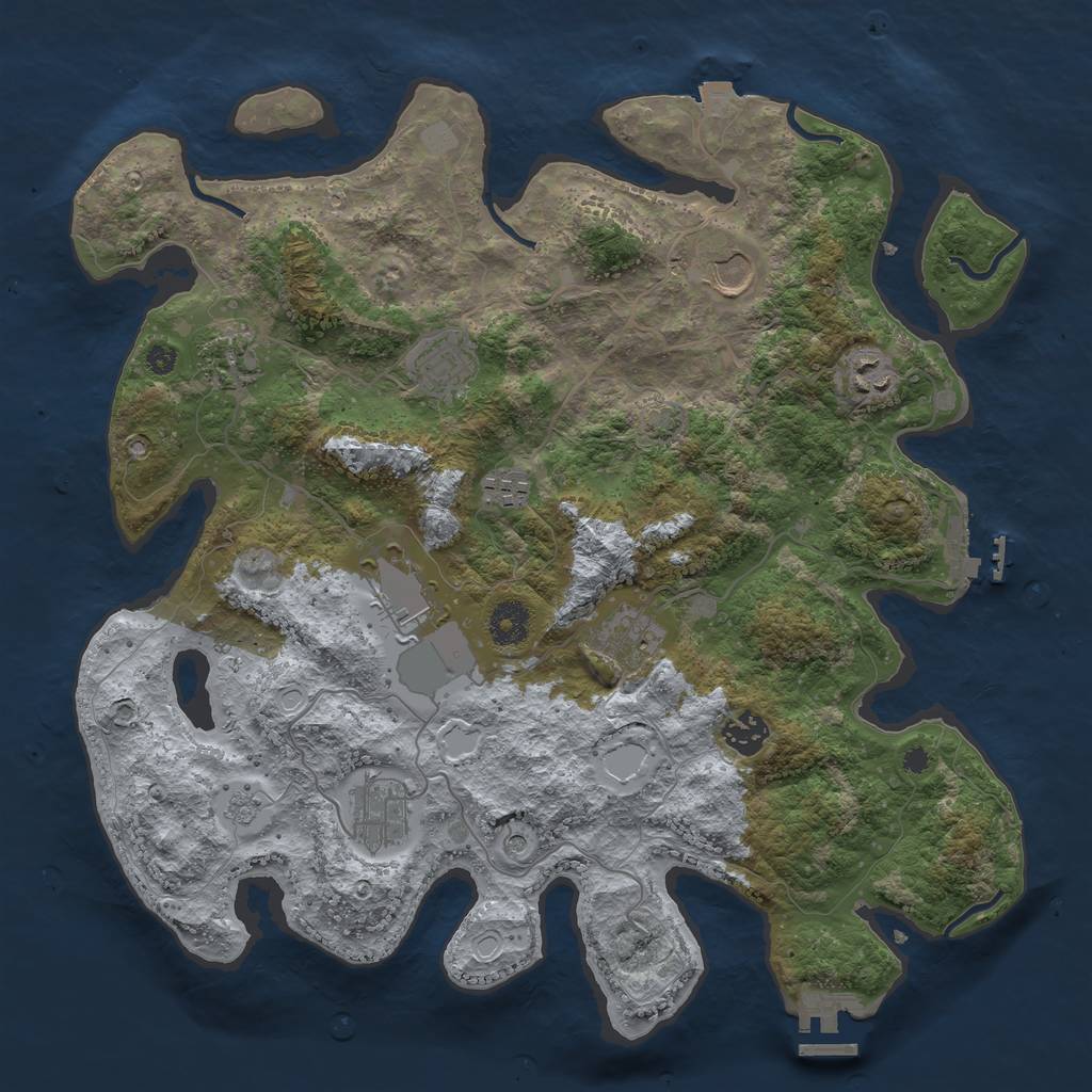 Rust Map: Procedural Map, Size: 3750, Seed: 865129366, 17 Monuments