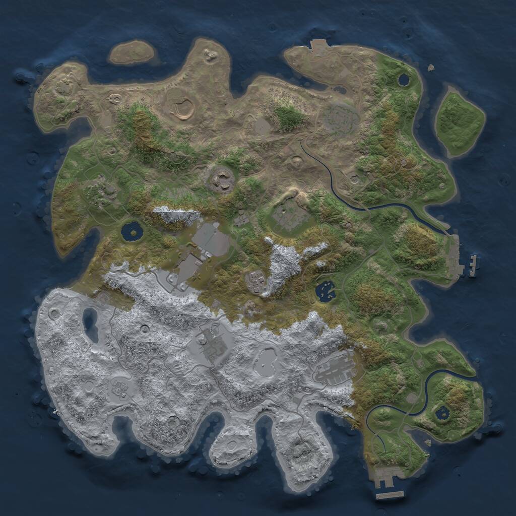 Rust Map: Procedural Map, Size: 3750, Seed: 865129366, 16 Monuments