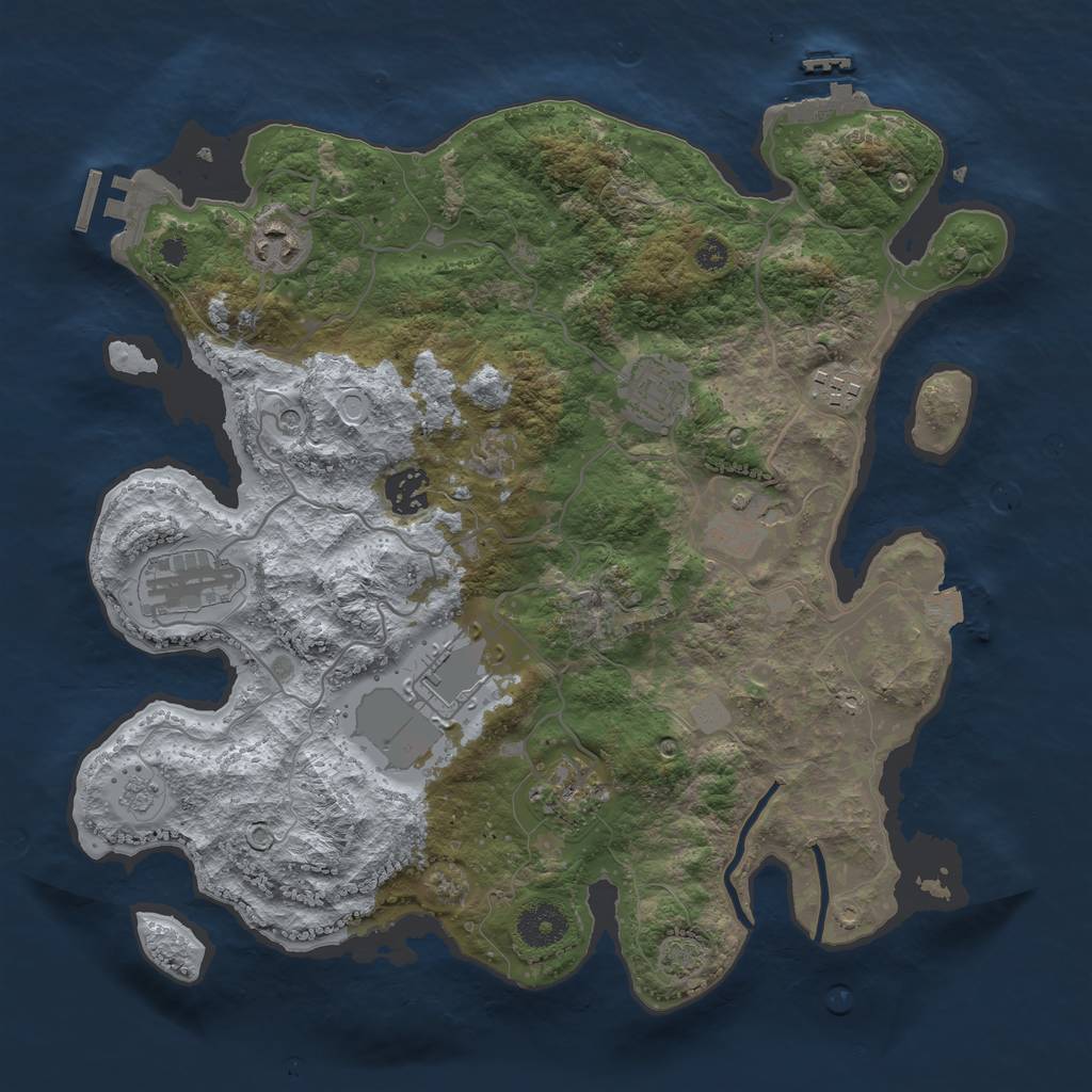 Rust Map: Procedural Map, Size: 3500, Seed: 713713829, 16 Monuments