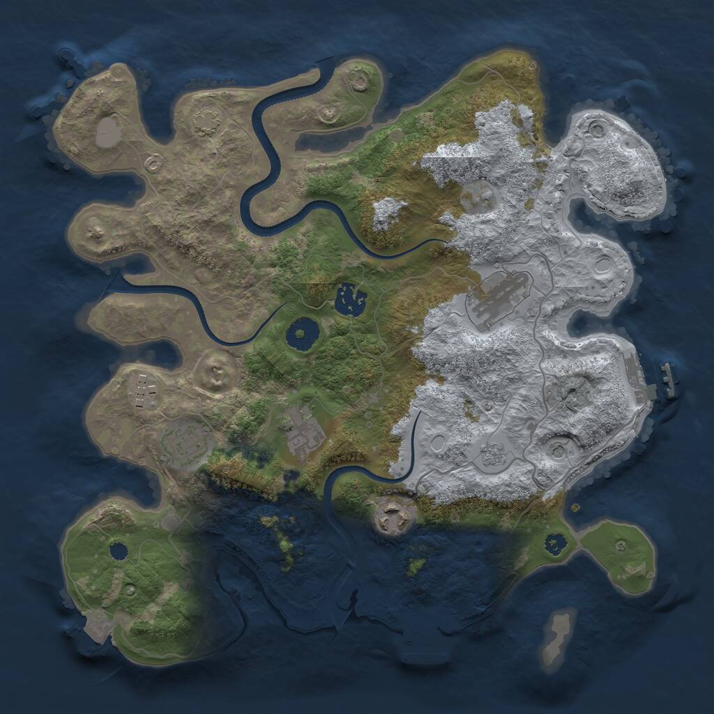 Rust Map: Procedural Map, Size: 3300, Seed: 1215846655, 12 Monuments
