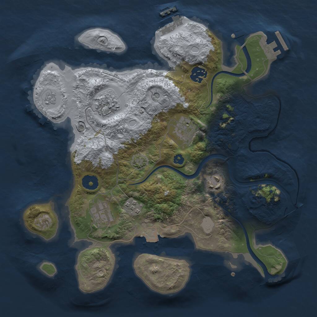 Rust Map: Procedural Map, Size: 3000, Seed: 333443549, 12 Monuments