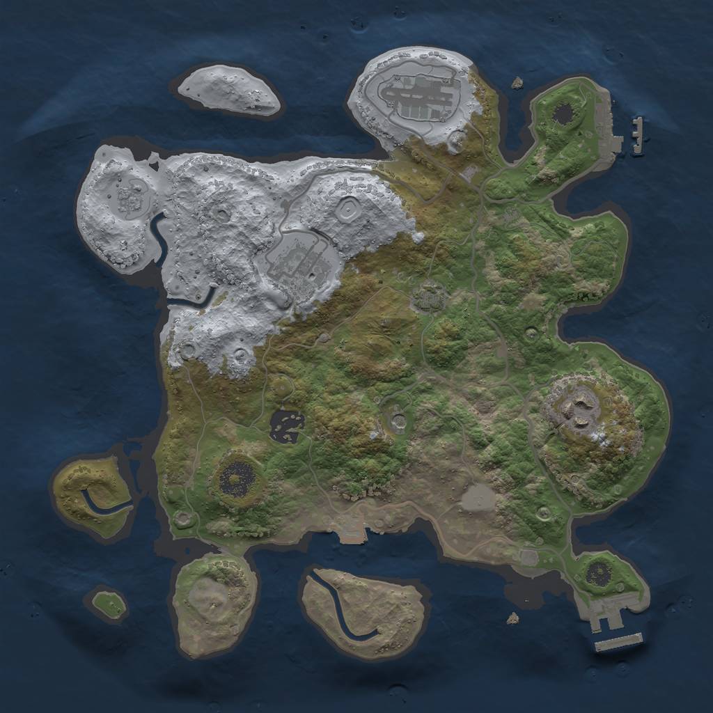 Rust Map: Procedural Map, Size: 3000, Seed: 333443549, 12 Monuments