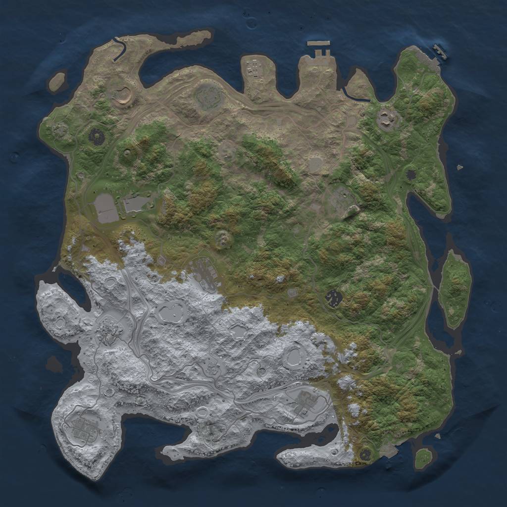 Rust Map: Procedural Map, Size: 4500, Seed: 2004445409, 19 Monuments