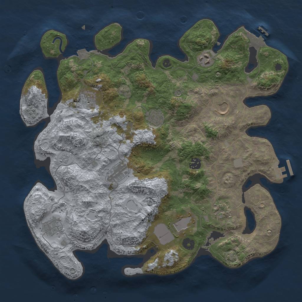 Rust Map: Procedural Map, Size: 3750, Seed: 304136, 18 Monuments