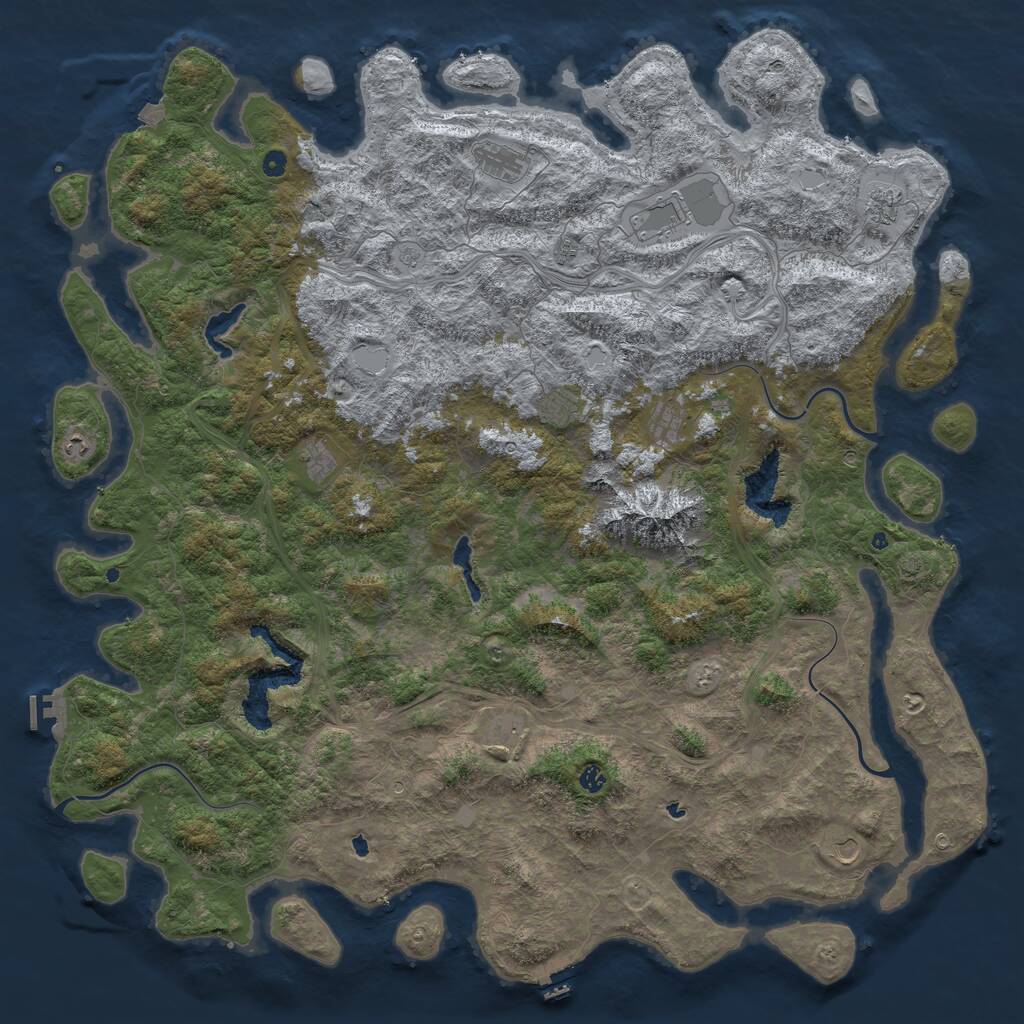 Rust Map: Procedural Map, Size: 6000, Seed: 347900069, 17 Monuments
