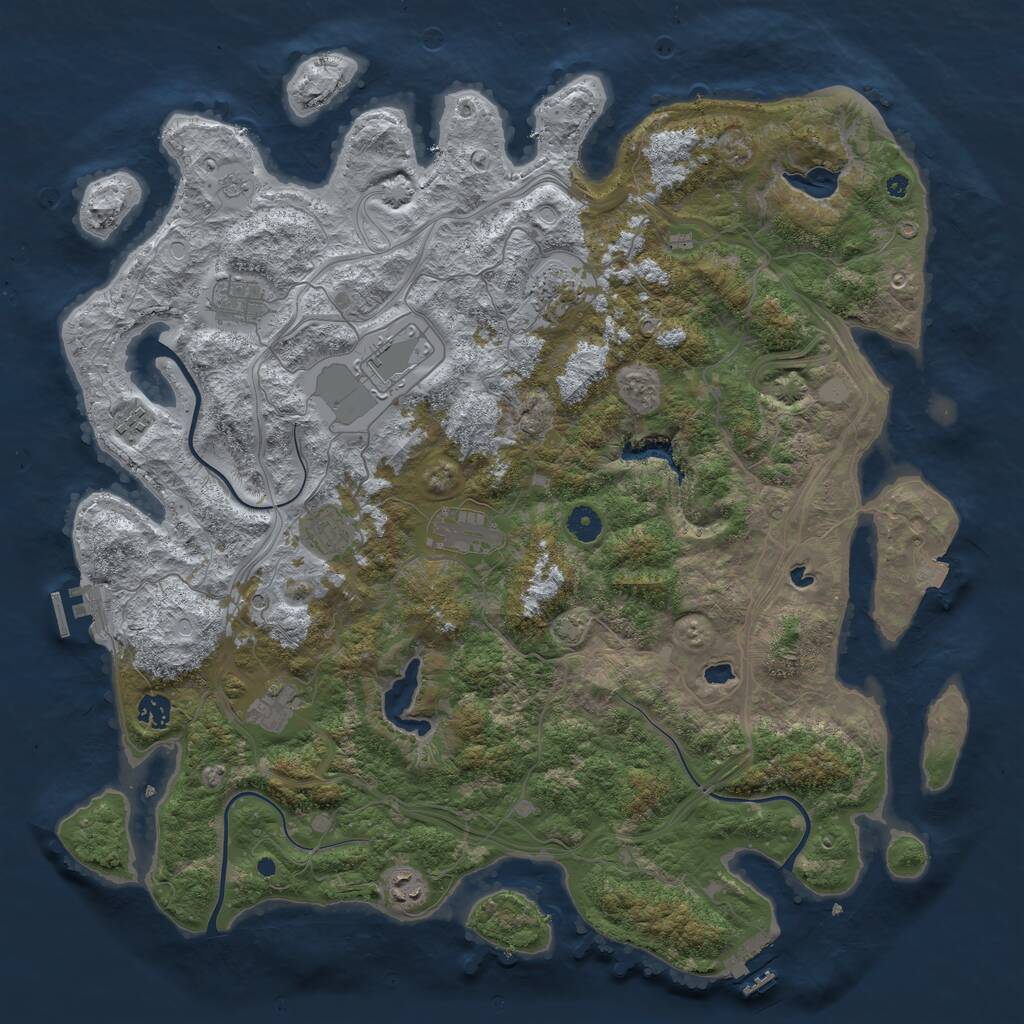 Rust Map: Procedural Map, Size: 4500, Seed: 1086054928, 15 Monuments