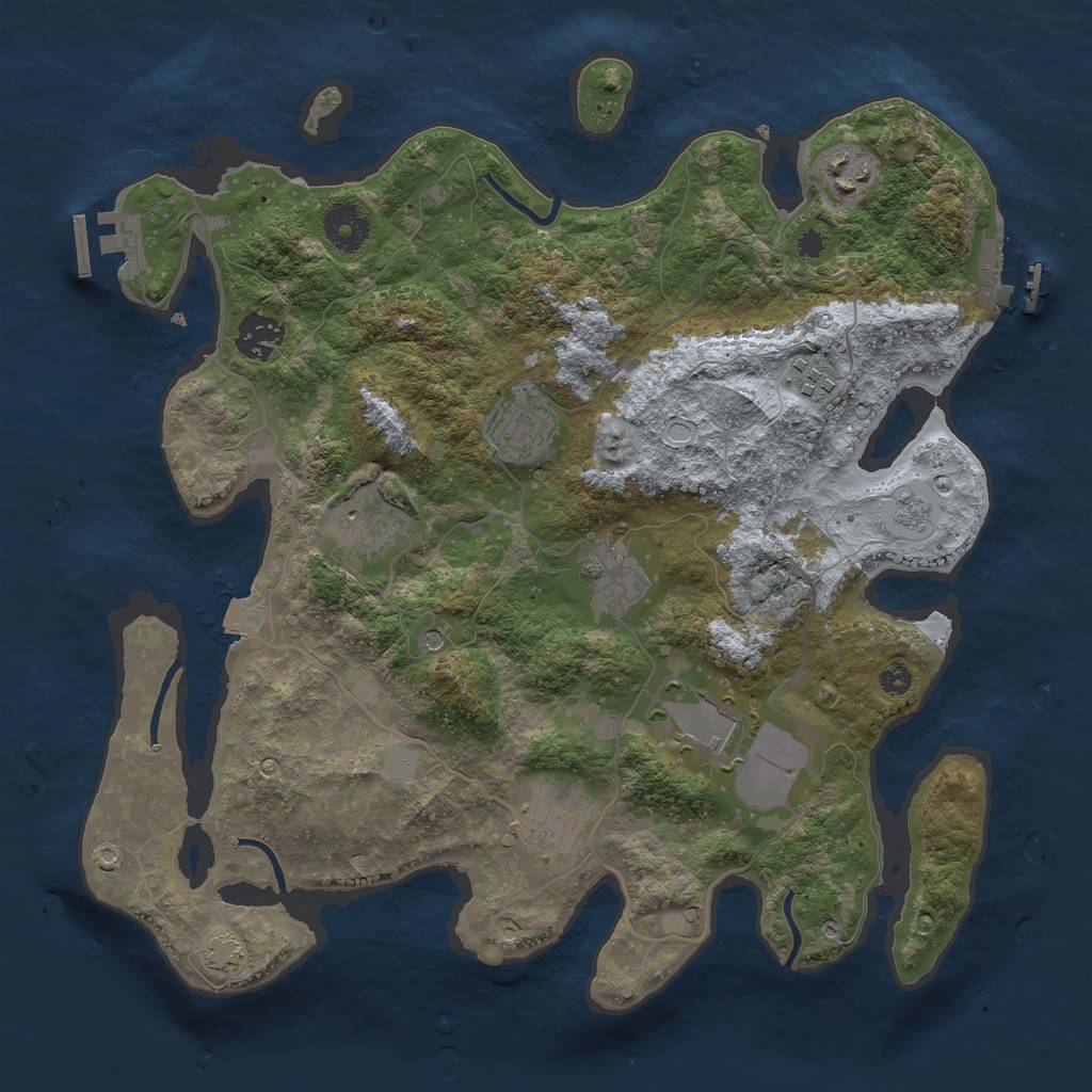 Rust Map: Procedural Map, Size: 3500, Seed: 8657663, 16 Monuments