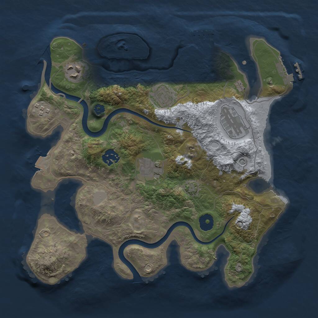 Rust Map: Procedural Map, Size: 3000, Seed: 40074, 11 Monuments