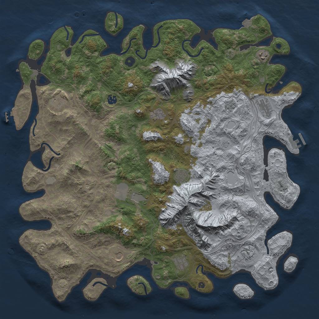 Rust Map: Procedural Map, Size: 5000, Seed: 6875, 19 Monuments