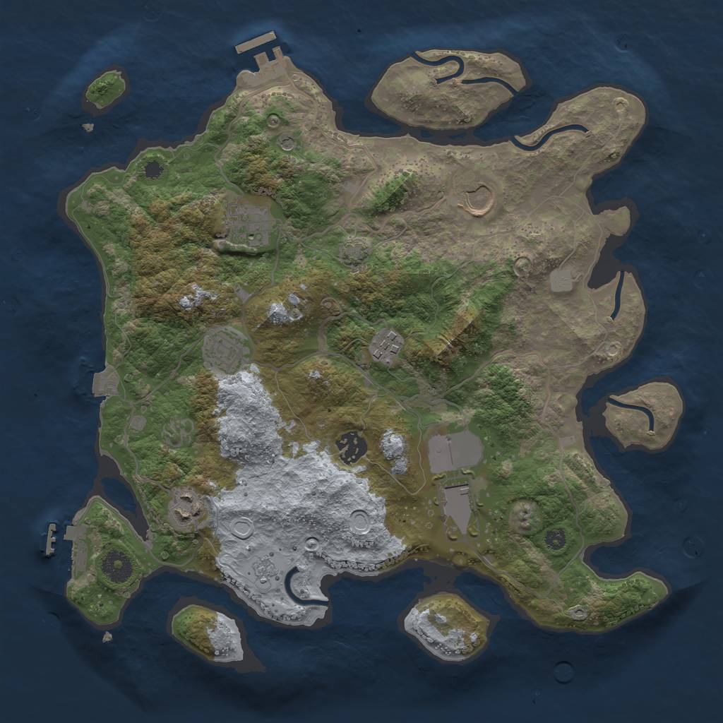 Rust Map: Procedural Map, Size: 3500, Seed: 1992302838, 15 Monuments