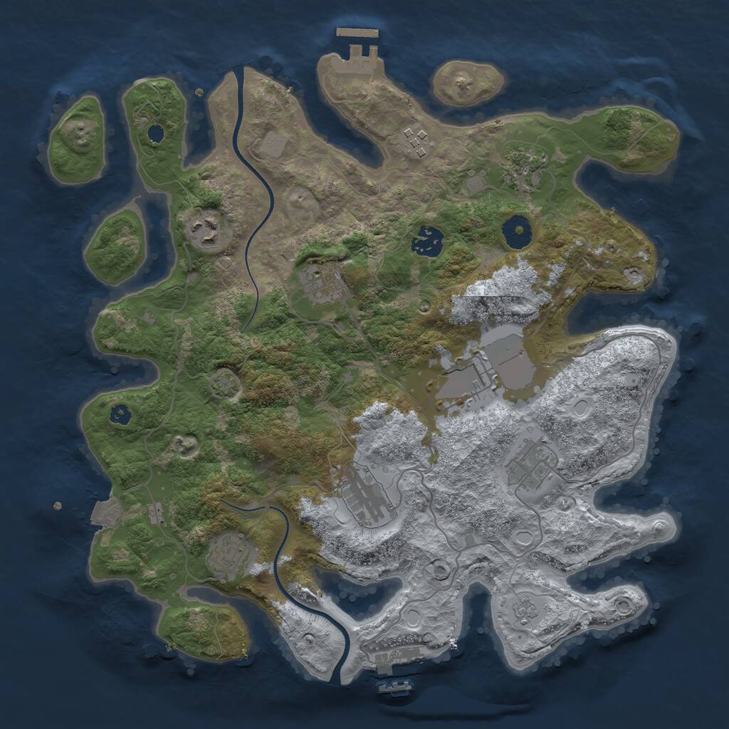Rust Map: Procedural Map, Size: 3500, Seed: 254280, 14 Monuments