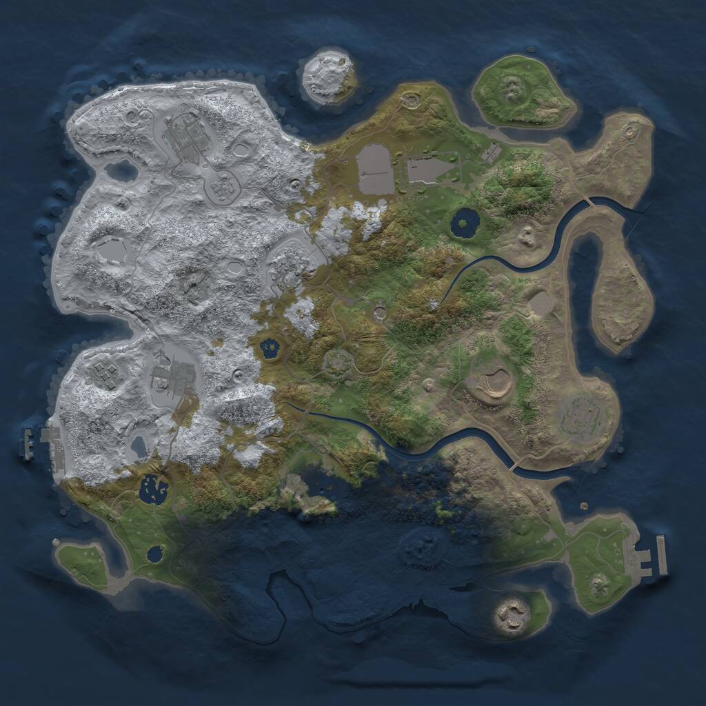 Rust Map: Procedural Map, Size: 3600, Seed: 990298, 16 Monuments