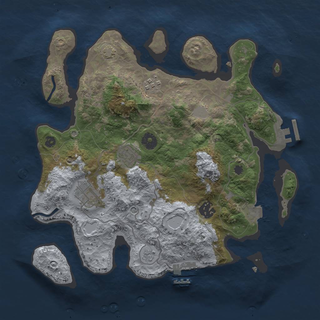 Rust Map: Procedural Map, Size: 3000, Seed: 12291, 12 Monuments