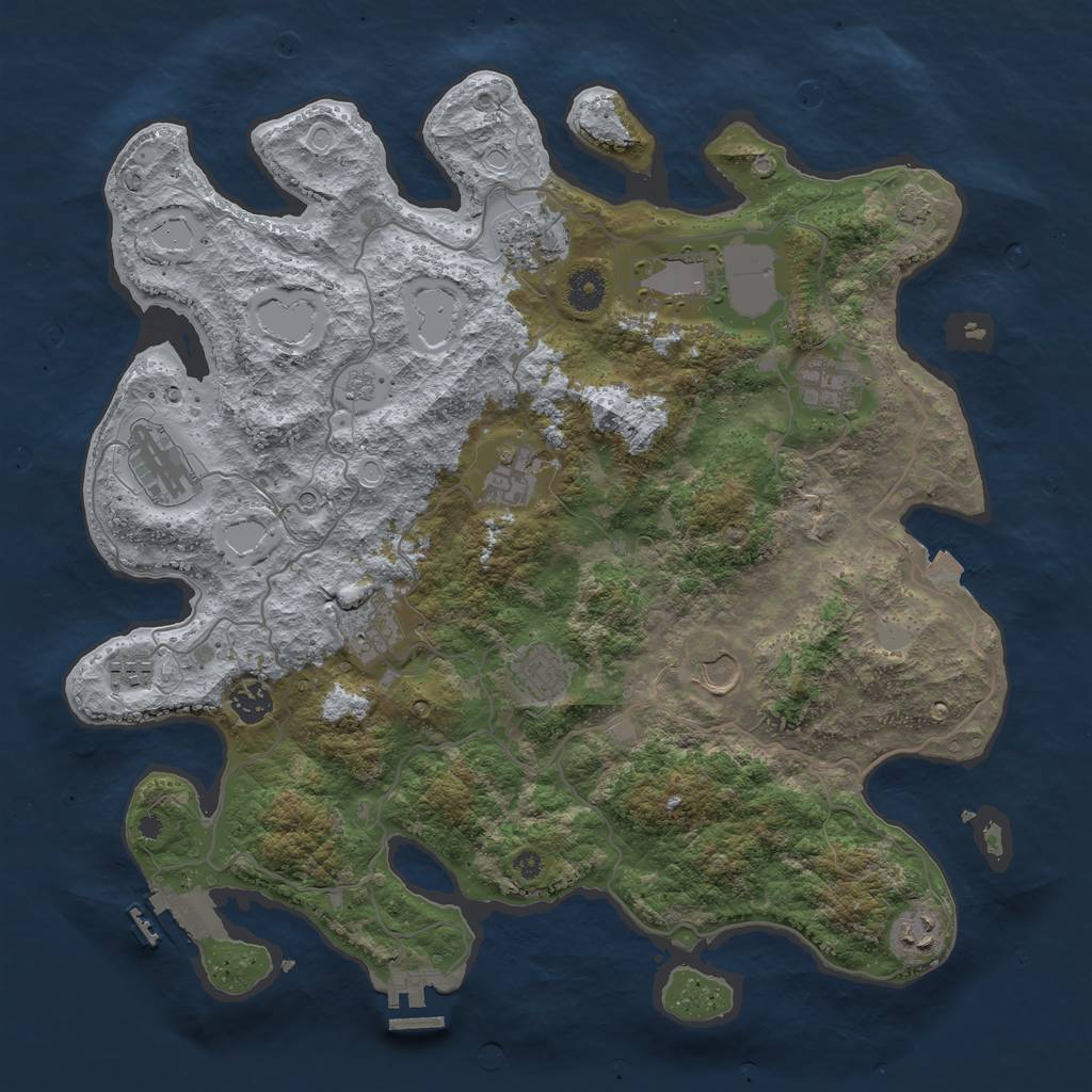 Rust Map: Procedural Map, Size: 4000, Seed: 1827942124, 19 Monuments