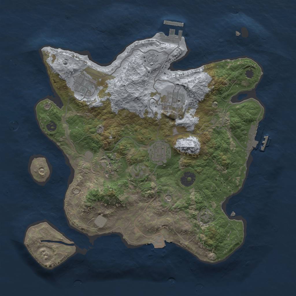 Rust Map: Procedural Map, Size: 3000, Seed: 1024896443, 12 Monuments