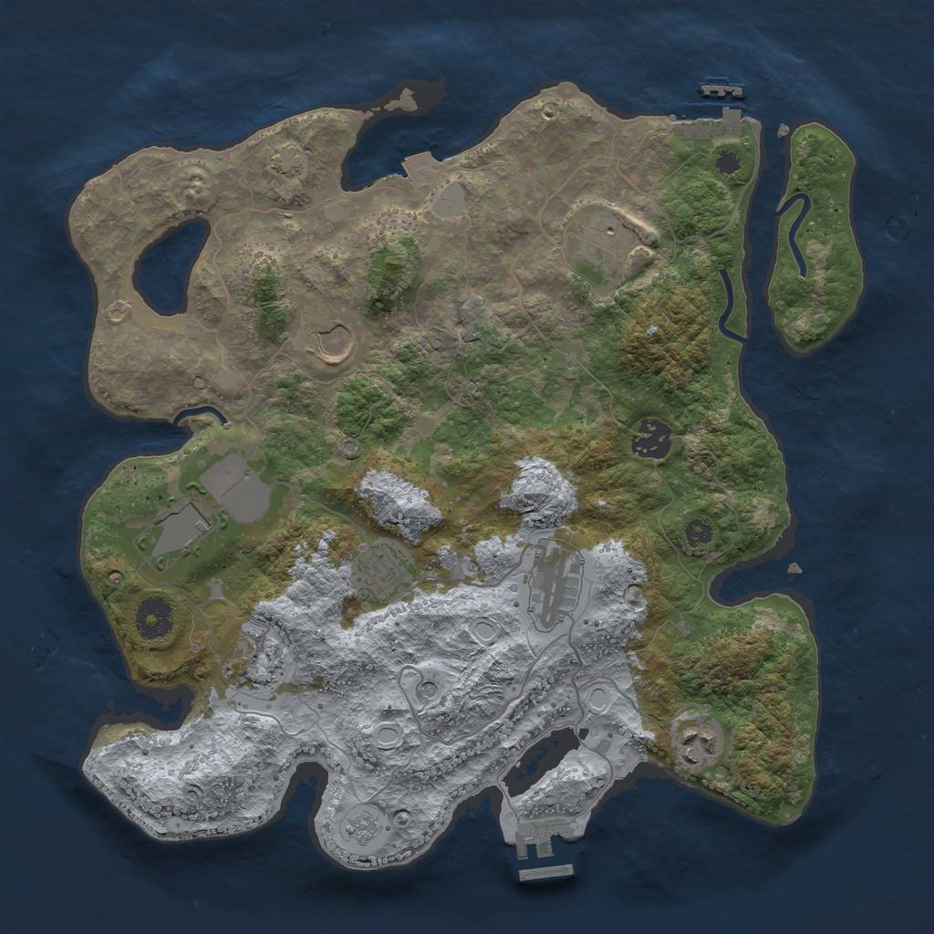 Rust Map: Procedural Map, Size: 3500, Seed: 84481972, 16 Monuments