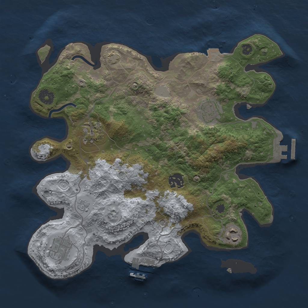 Rust Map: Procedural Map, Size: 3000, Seed: 4250, 13 Monuments