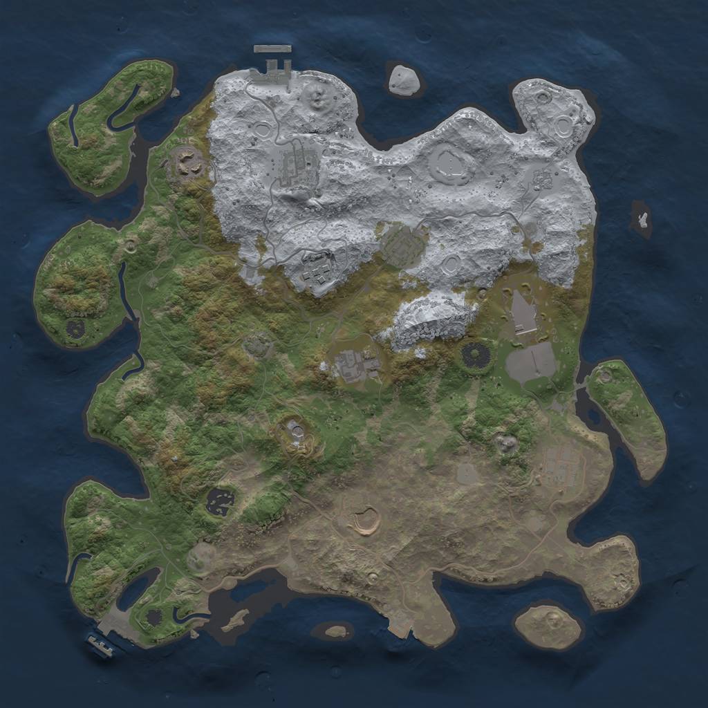 Rust Map: Procedural Map, Size: 3800, Seed: 34114471, 17 Monuments