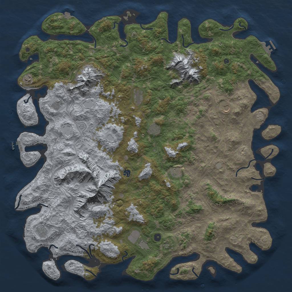 Rust Map: Procedural Map, Size: 6000, Seed: 101410725, 19 Monuments
