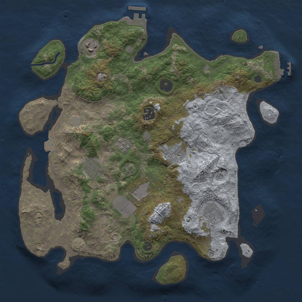 Rust Map: Procedural Map, Size: 3500, Seed: 841456069, 15 Monuments