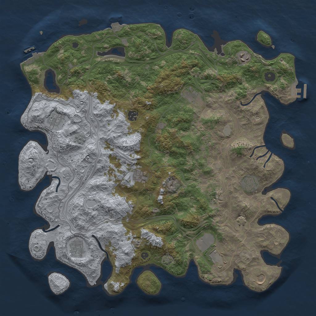 Rust Map: Procedural Map, Size: 4500, Seed: 1042417133, 19 Monuments