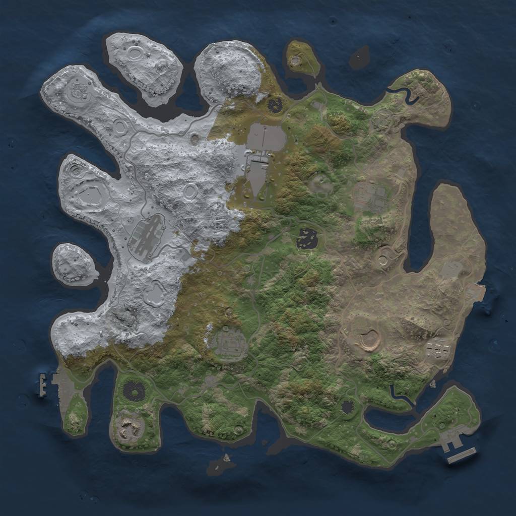 Rust Map: Procedural Map, Size: 3500, Seed: 1954, 16 Monuments