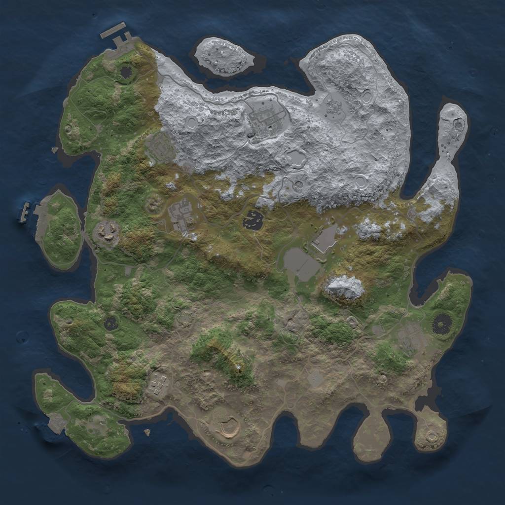 Rust Map: Procedural Map, Size: 3750, Seed: 1885622750, 17 Monuments