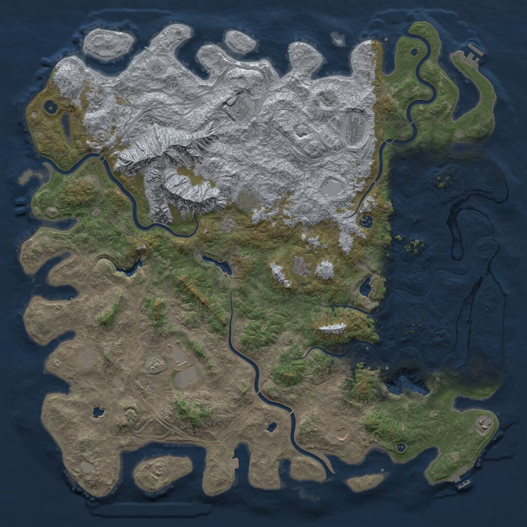 Rust Map: Procedural Map, Size: 6000, Seed: 1846055333, 17 Monuments