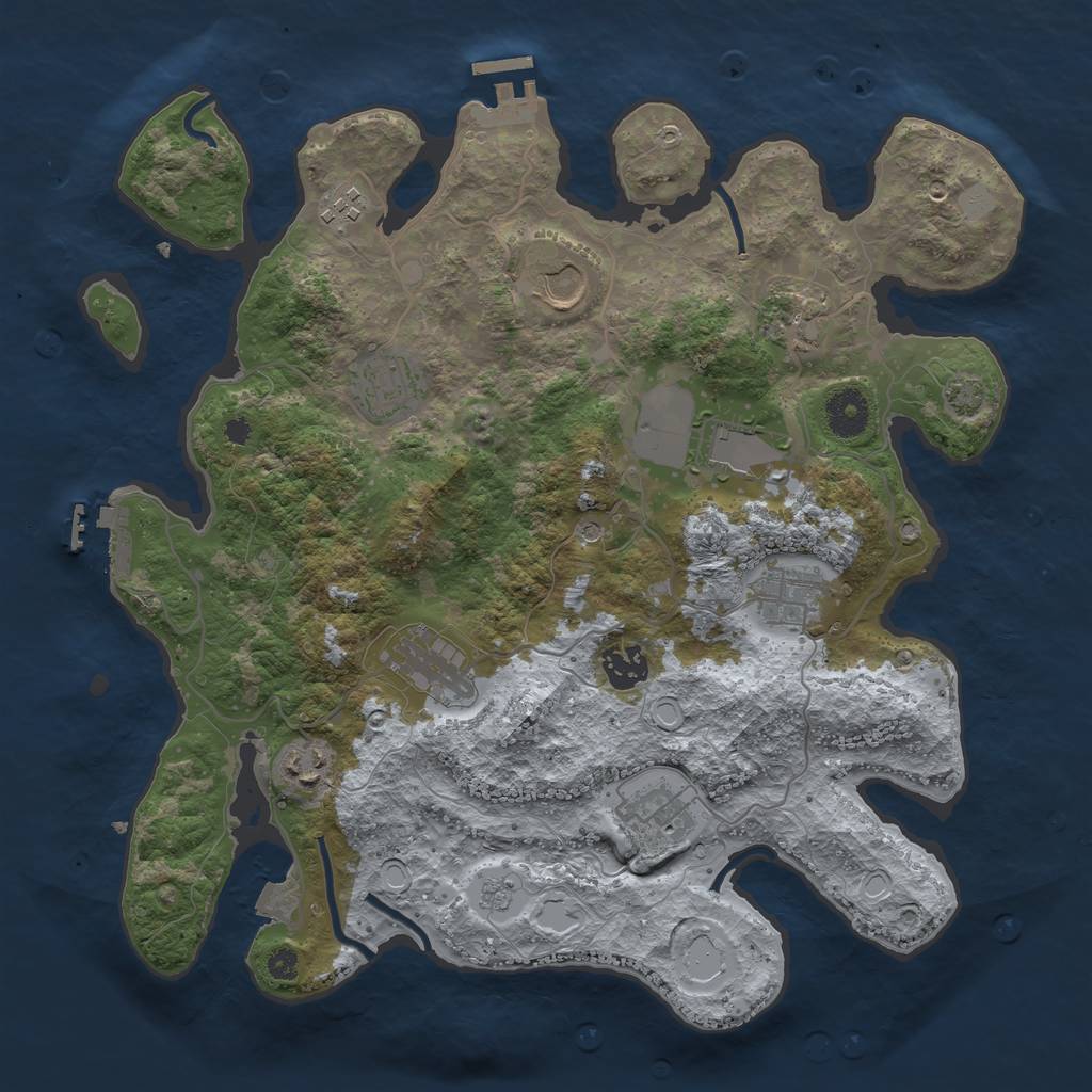 Rust Map: Procedural Map, Size: 3600, Seed: 843721732, 18 Monuments