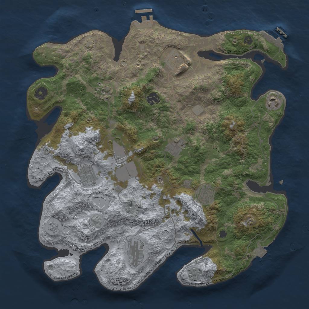 Rust Map: Procedural Map, Size: 3650, Seed: 15330228, 18 Monuments