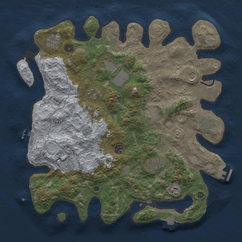 Rust Map: Procedural Map, Size: 4000, Seed: 731241644, 19 Monuments