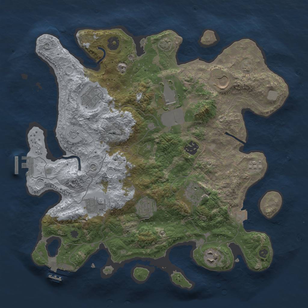 Rust Map: Procedural Map, Size: 3500, Seed: 173331240, 17 Monuments