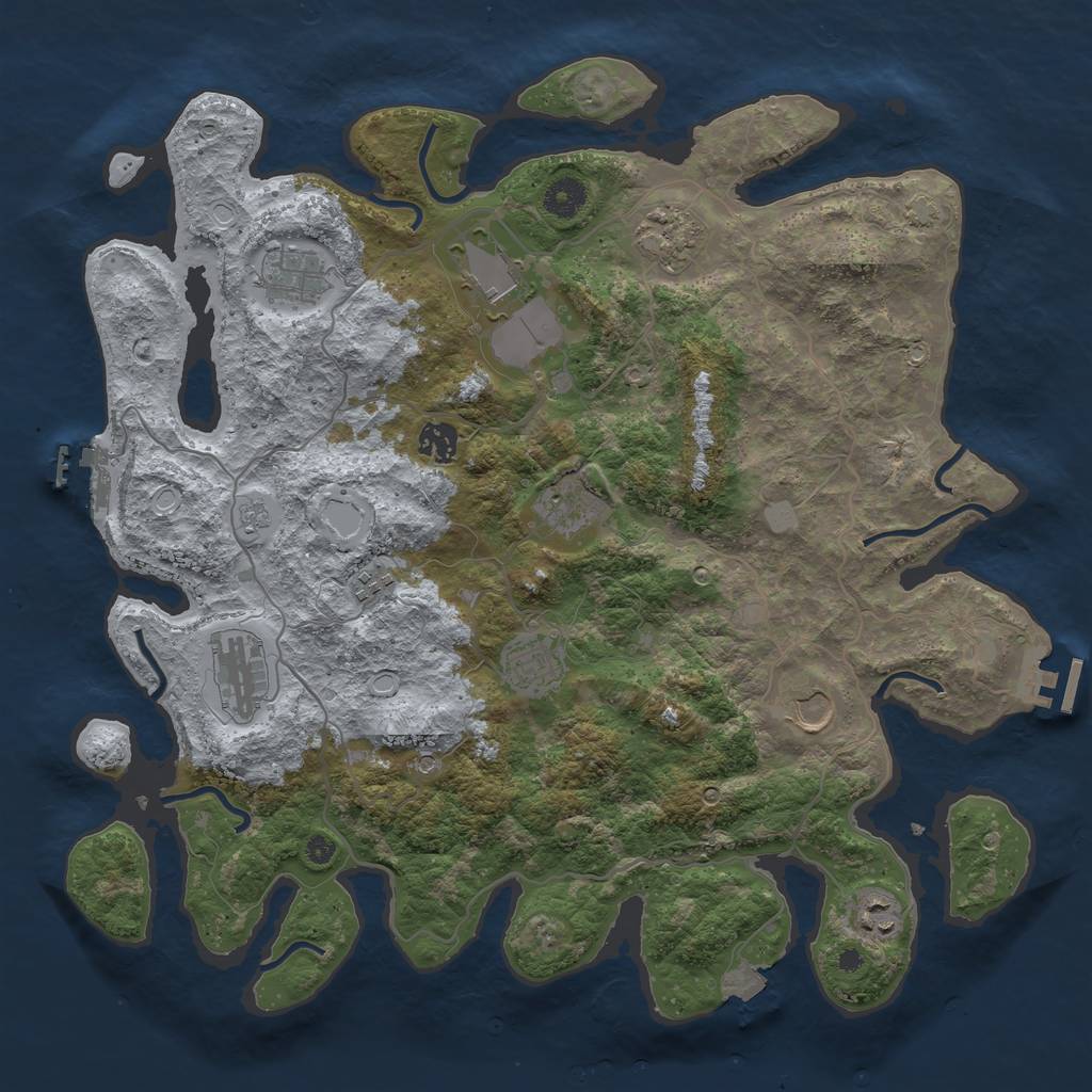 Rust Map: Procedural Map, Size: 4000, Seed: 985439771, 18 Monuments
