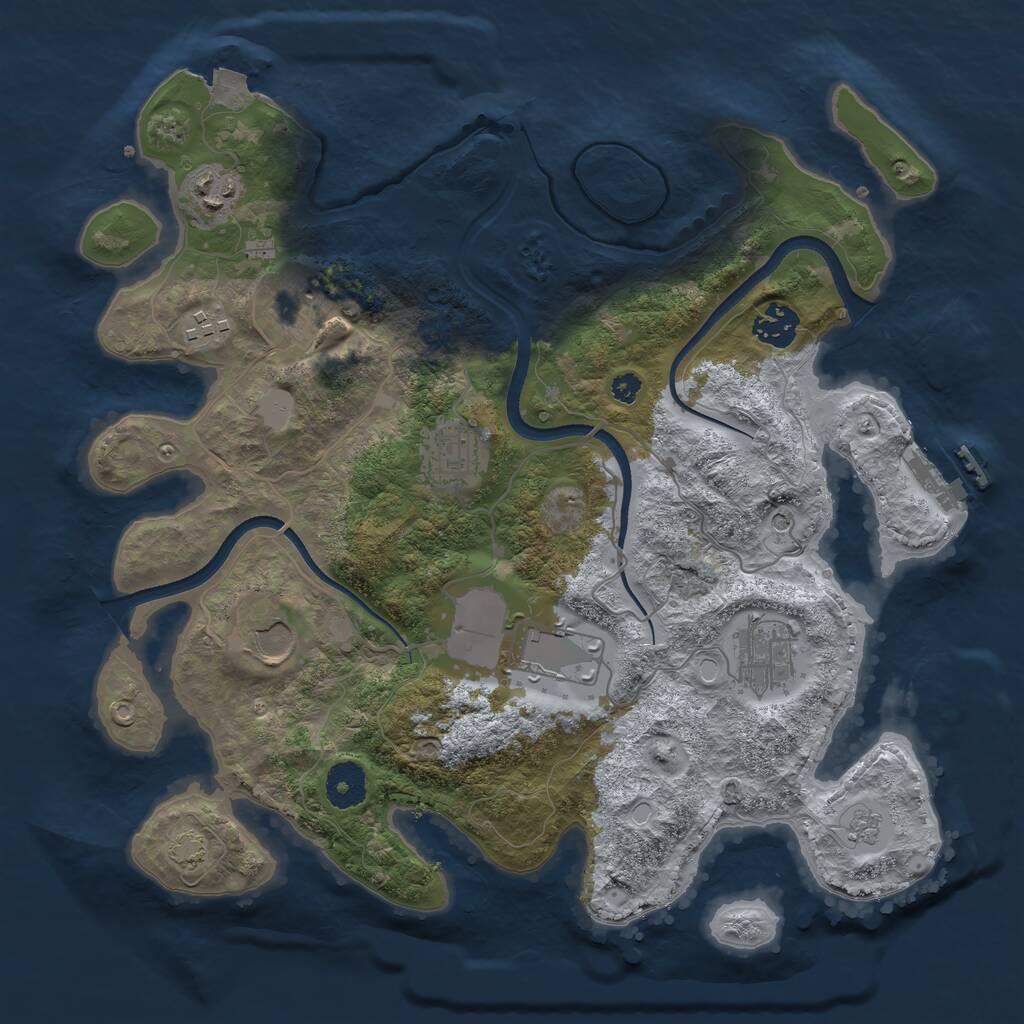 Rust Map: Procedural Map, Size: 3500, Seed: 90144547, 13 Monuments