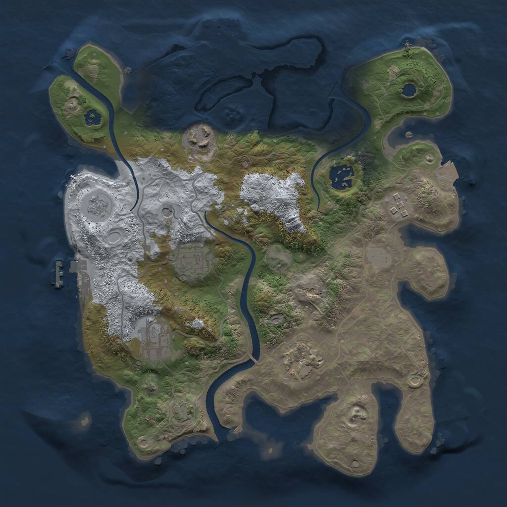 Rust Map: Procedural Map, Size: 3000, Seed: 1374827787, 12 Monuments