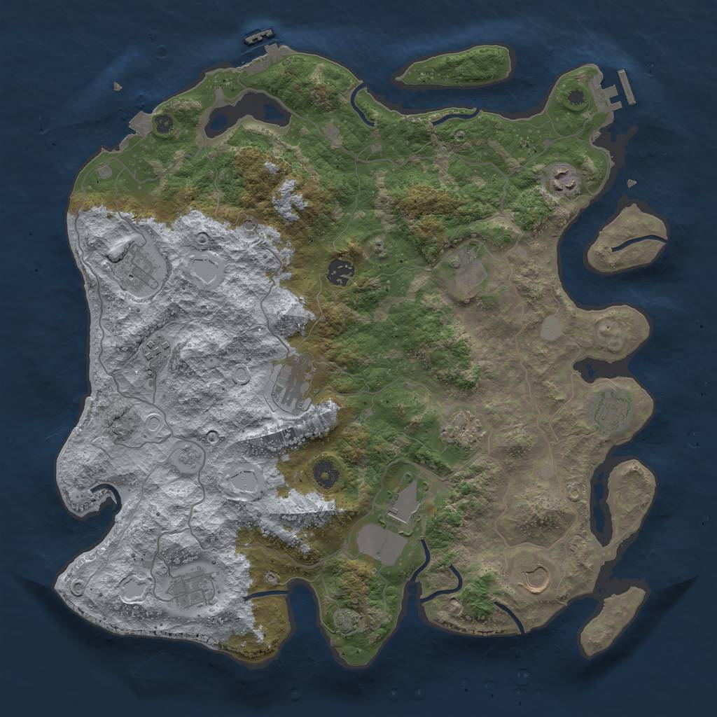 Rust Map: Procedural Map, Size: 4000, Seed: 638710043, 19 Monuments