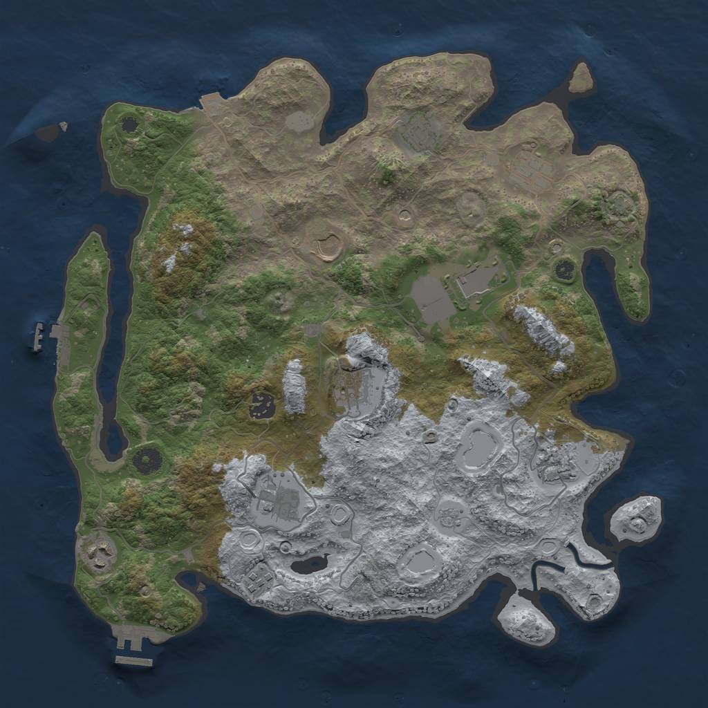 Rust Map: Procedural Map, Size: 3875, Seed: 316209579, 18 Monuments