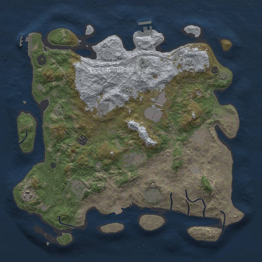 Rust Map: Procedural Map, Size: 3950, Seed: 57958332, 18 Monuments