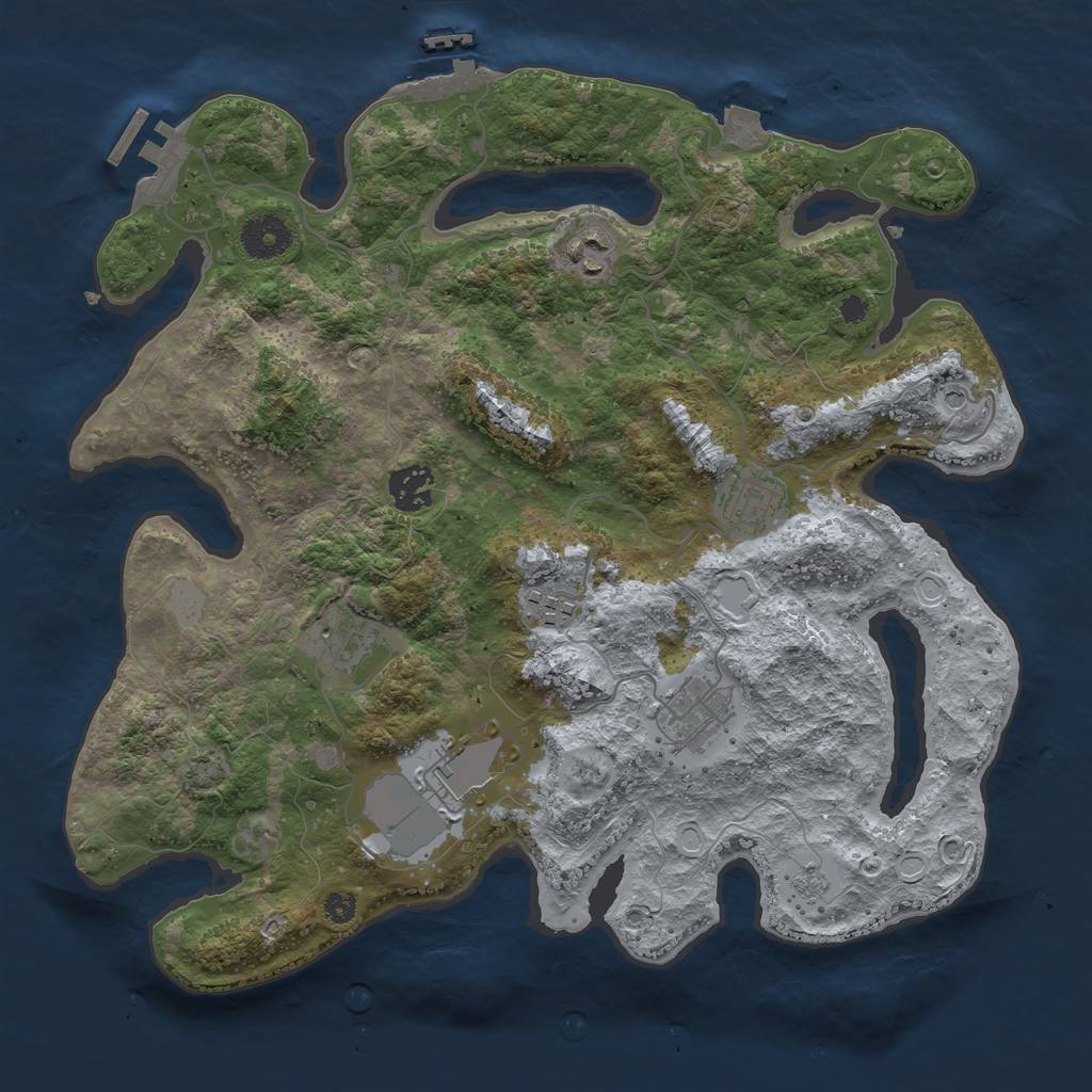 Rust Map: Procedural Map, Size: 3500, Seed: 952165941, 15 Monuments