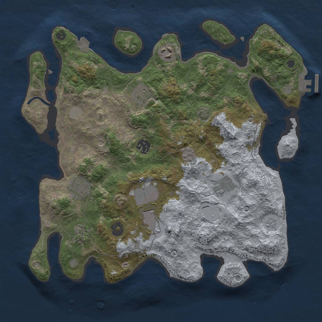 Rust Map: Procedural Map, Size: 3500, Seed: 501061188, 15 Monuments