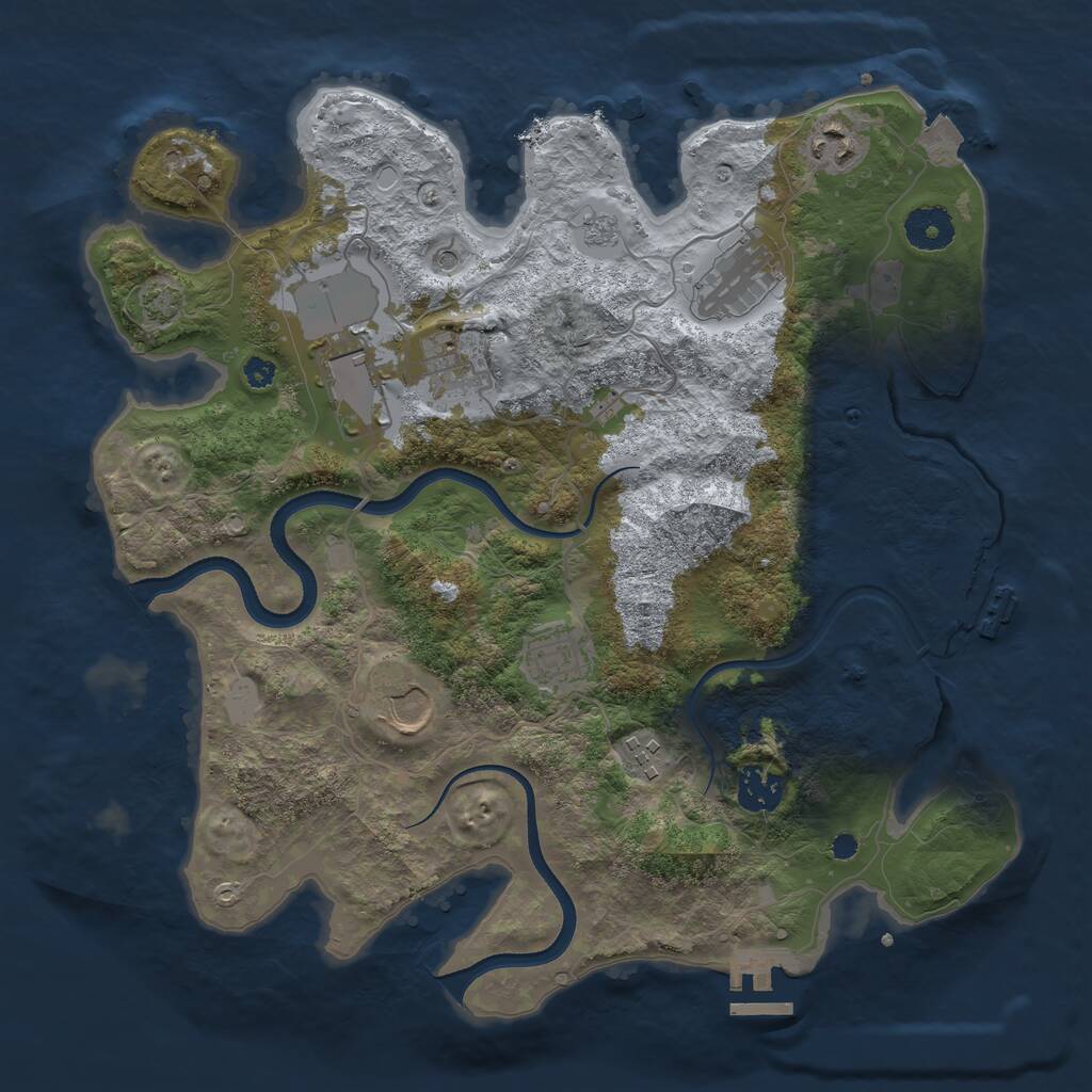 Rust Map: Procedural Map, Size: 3500, Seed: 569503450, 14 Monuments