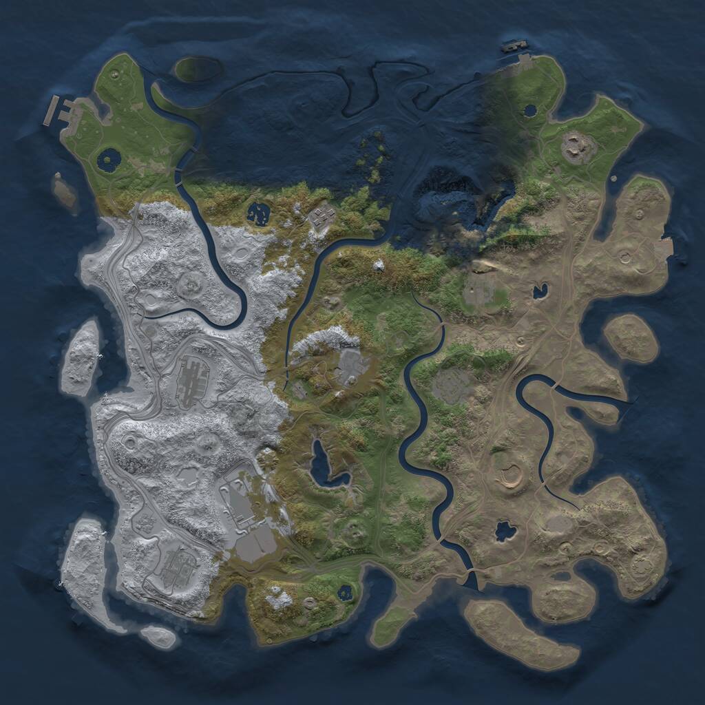 Rust Map: Procedural Map, Size: 4500, Seed: 1999215891, 16 Monuments