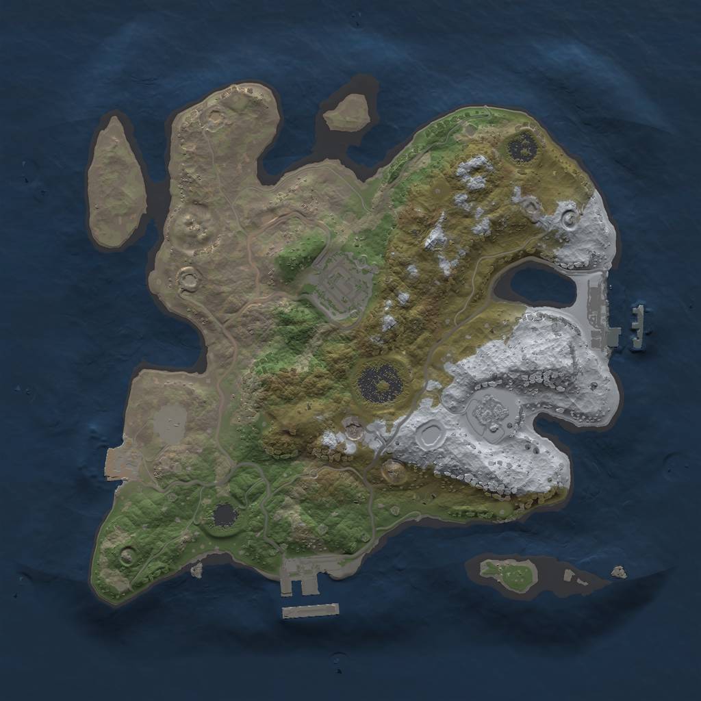 Rust Map: Procedural Map, Size: 2500, Seed: 669, 8 Monuments