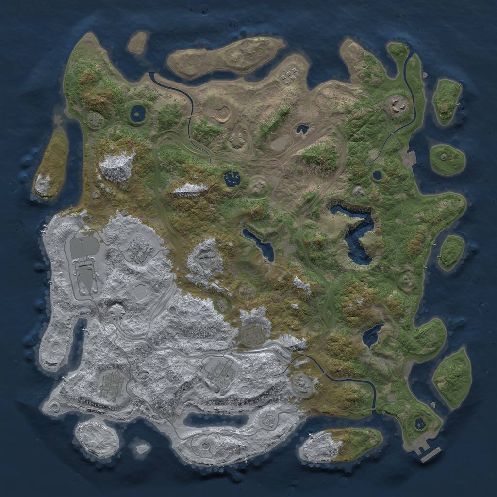 Rust Map: Procedural Map, Size: 4500, Seed: 1046986393, 14 Monuments