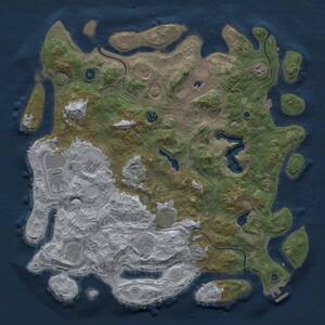 Thumbnail Rust Map: Procedural Map, Size: 4500, Seed: 1046986393, 14 Monuments