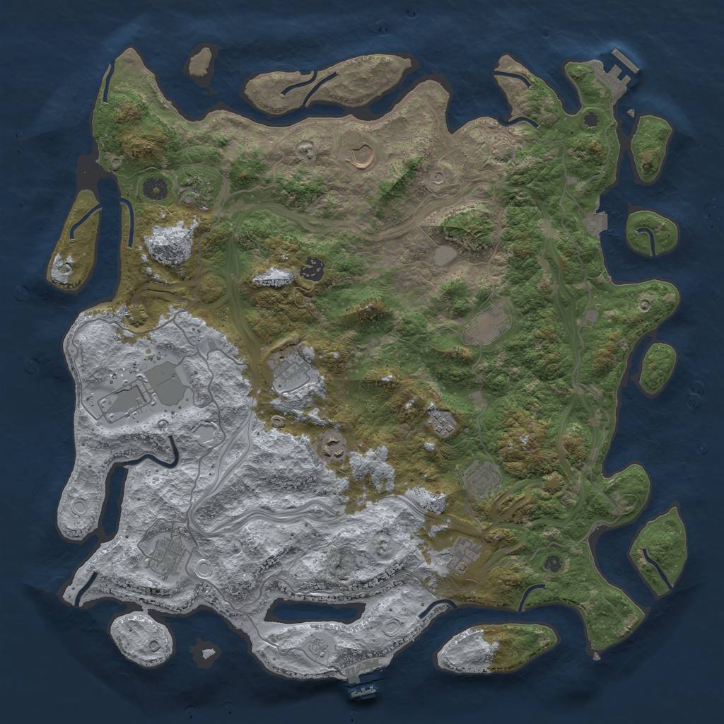 Rust Map: Procedural Map, Size: 4500, Seed: 1046986393, 19 Monuments