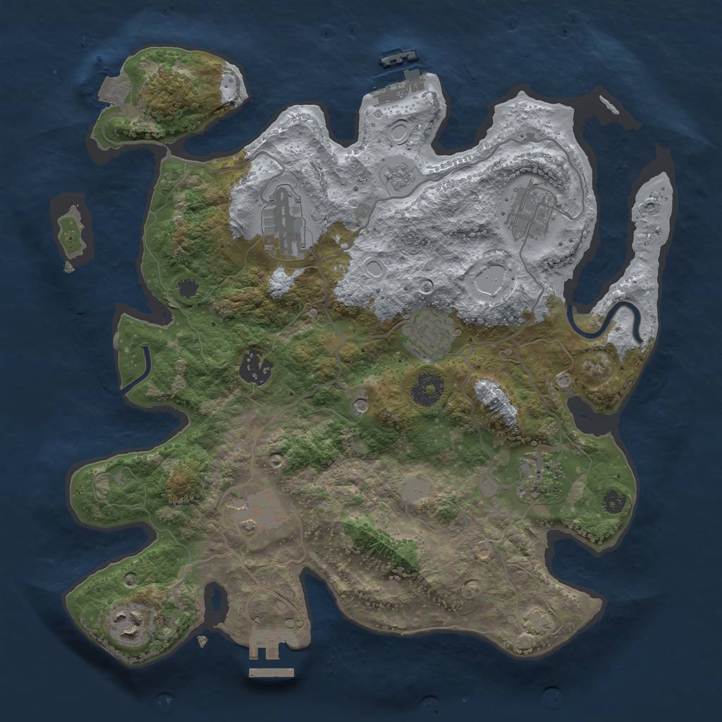 Rust Map: Procedural Map, Size: 3250, Seed: 1058434242, 15 Monuments