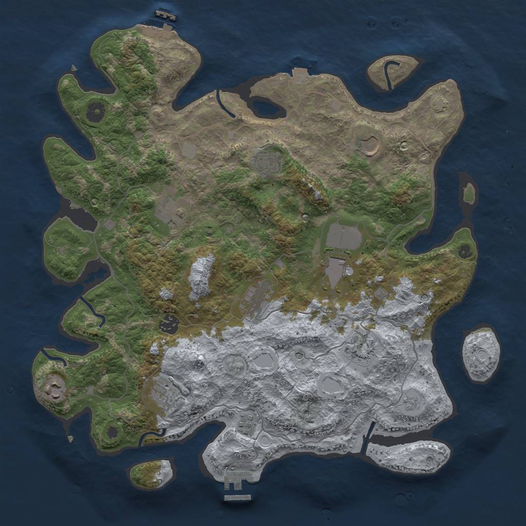 Rust Map: Procedural Map, Size: 4000, Seed: 706362291, 18 Monuments