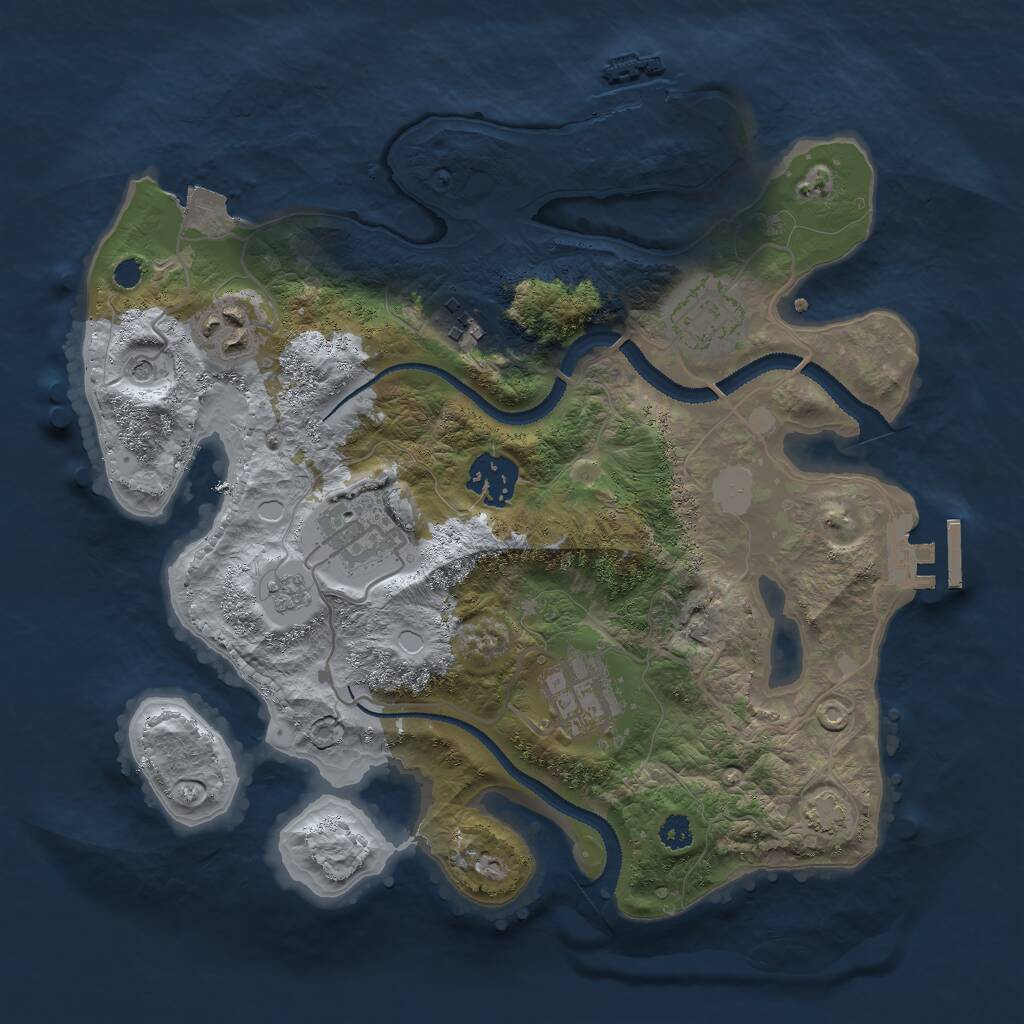 Rust Map: Procedural Map, Size: 3000, Seed: 2115075321, 12 Monuments